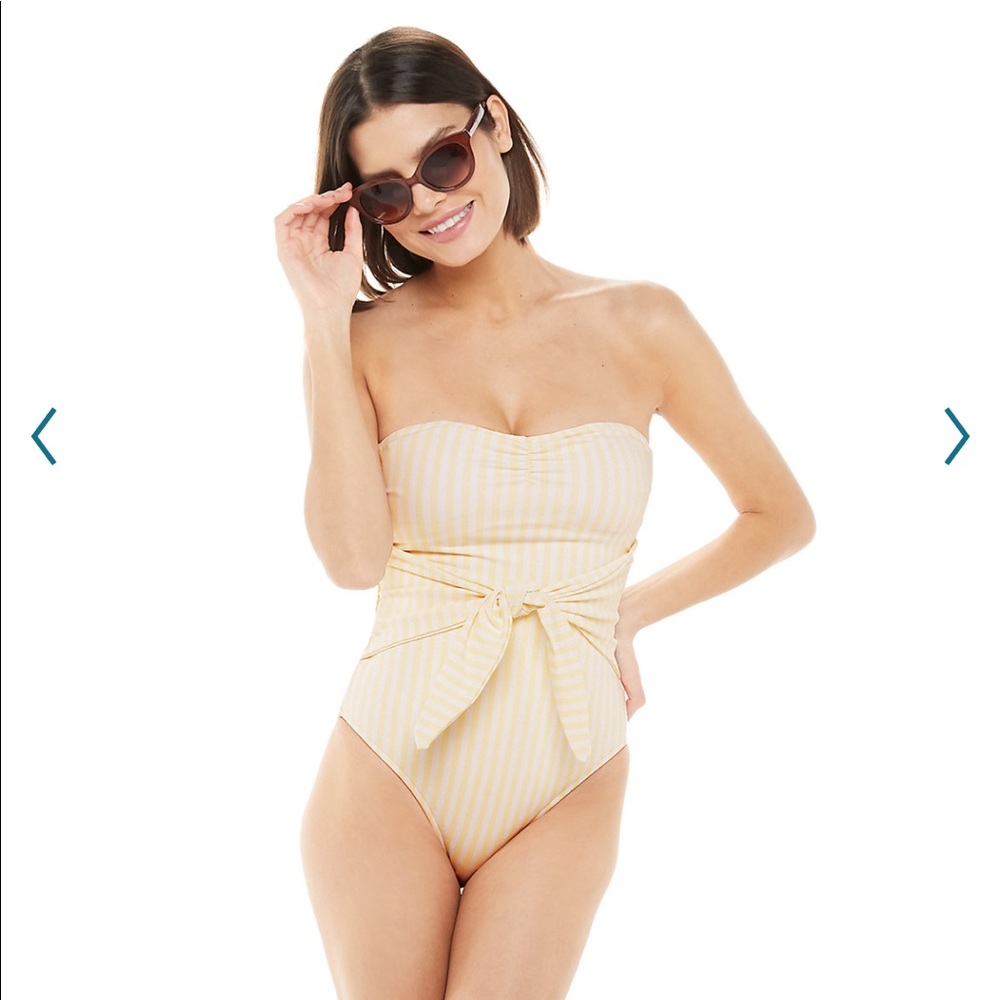 WeWoreWhat | Bandeau Tie Front Swimsuit Capri